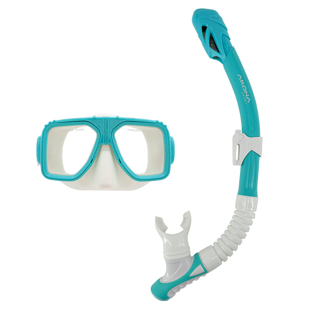 Akona Adult Mask & Snorkel Set - Tiffany/White Silicone