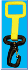 Yellow silicone Octo Holder with clip for scuba diving.