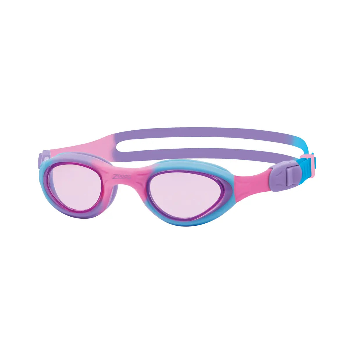 Zoggs Little Super Seal swim goggle with clear lenses, UV protection, and adjustable strap in vibrant colors.
