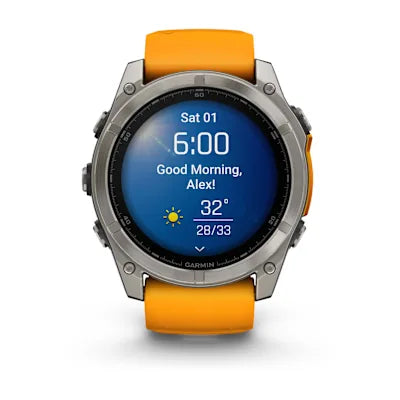 fēnix® 8 – 51 mm, AMOLED — Sapphire, Titanium with Spark Orange/Graphite Silicone Band alternate view