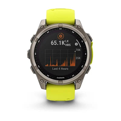 fēnix® 8 – 47 mm, Solar — Sapphire, Titanium with Amp Yellow/Graphite Silicone Band alternate view
