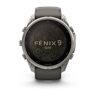 fēnix® 9 Pro – Solar, 51 mm — Titanium with Pebble Gray/Silver Gray Silicone Band alternate view