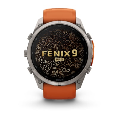 fēnix® 9 Pro – inReach® – 51 mm — Titanium with Autumn Orange/Spark Orange Silicone Band alternate view