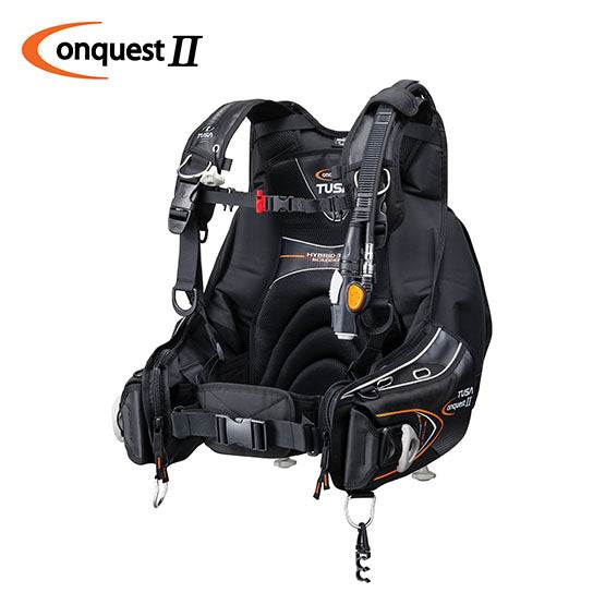 Tusa BC0201C Conquest II buoyancy compensator device BCD with hybrid 3D bladder and advanced weight loading system