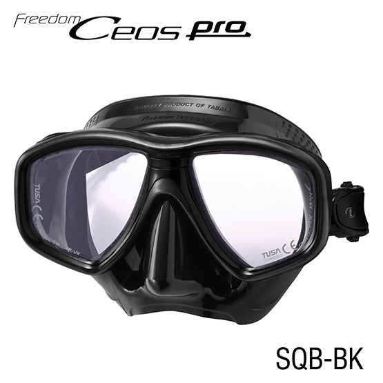 Tusa M-212SQB Freedom Ceos PRO low-profile diving mask with CrystalView AR/UV lenses and quick-adjust buckle system