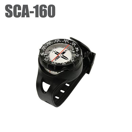 Tusa SCA-160 Compass wrist compass with durable boot, lockable bezel, and luminescent dial in black