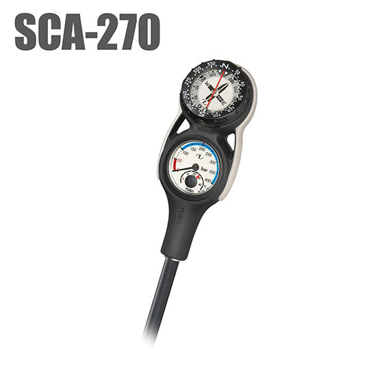 Tusa SCA-270 compact analog dive console with compass and pressure gauges in black