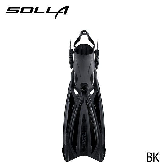 Tusa SF-22 Solla black and blue diving fins with ForcElast technology and angled blade design for superior propulsion and comfort