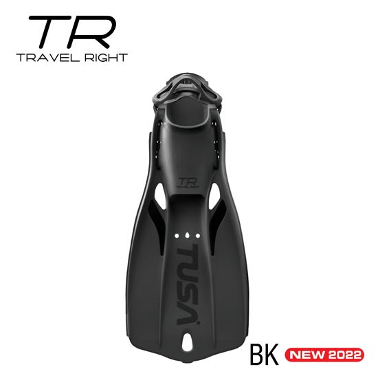 Tusa SF0110 Travel Right Fins lightweight compact scuba diving fins with elastic bungee strap and angled blade design