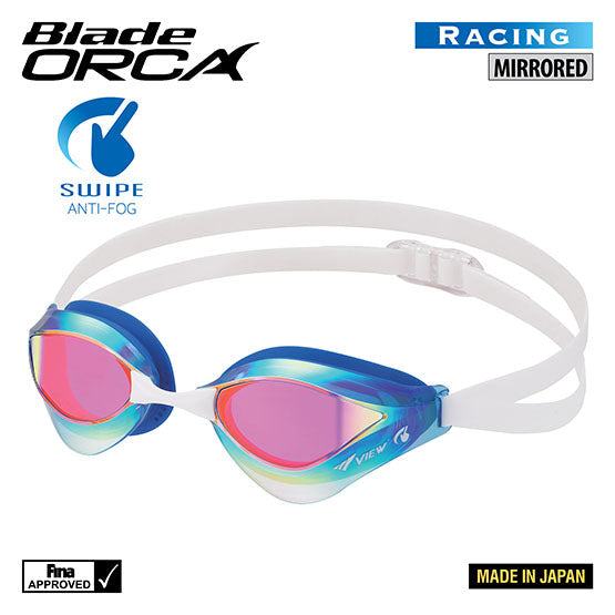 Tusa View V230ASAMC SWIPE Blade ORCA mirrored swimming goggles with SWIPE Anti-Fog technology and UV protection