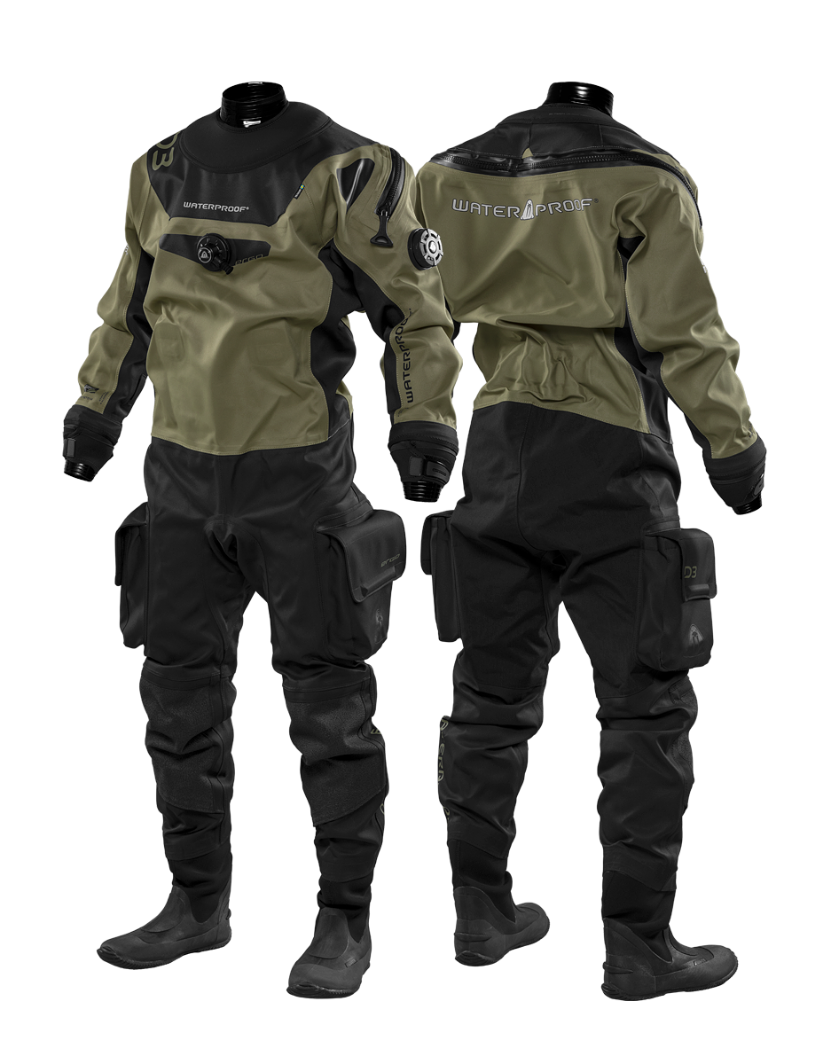 Waterproof D3 Ergo ladies lightweight flexible drysuit with neoprene boots and silicone seals