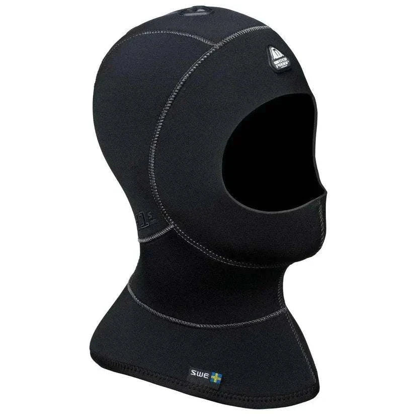 Waterproof H1 3/5mm Bibbed Vented Anatomical Hood with HAVS system and plush lining for diving