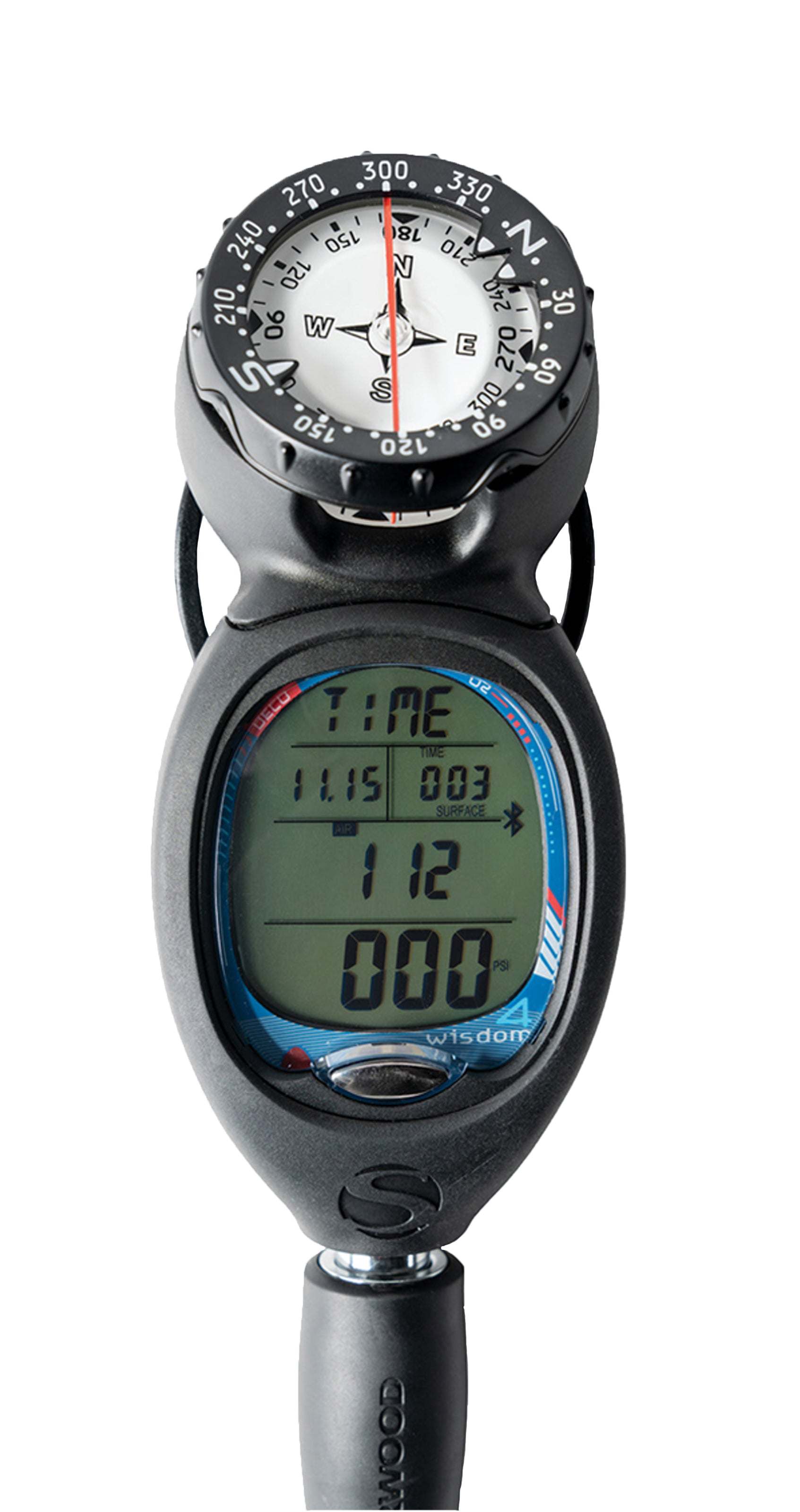 Sherwood Wisdom 4 scuba dive computer with Bluetooth, compass, and quick disconnect hose