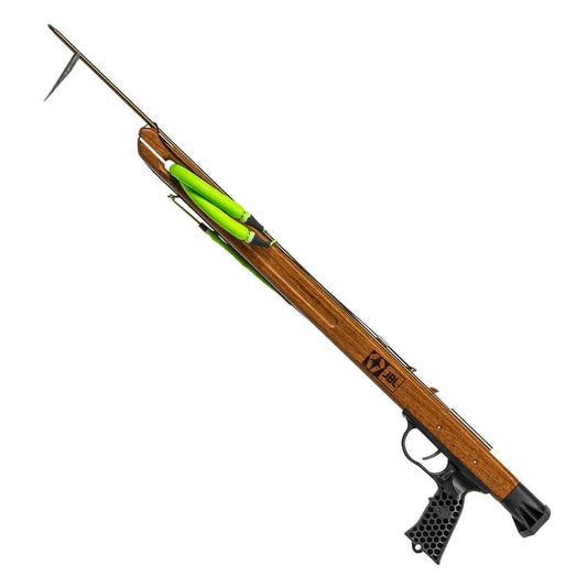 JBL Speargun Woody Elite mahogany speargun with M10 trigger system and ergonomic handle for silent, accurate spearfishing.