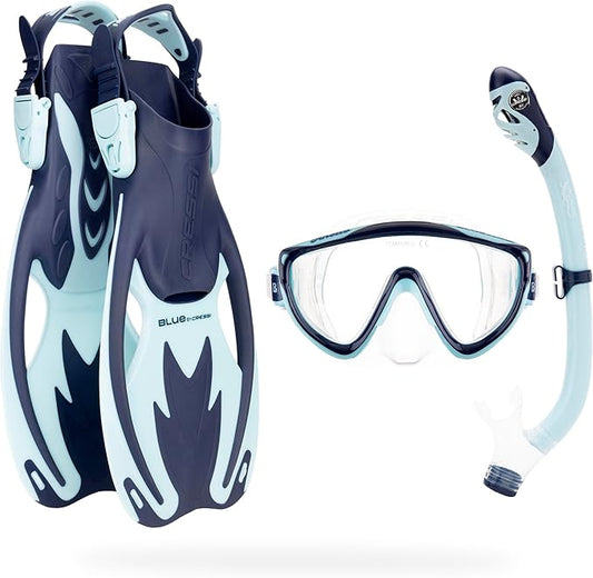 Cressi Kids Tinetto Rocks Dry Set Fins, Mask, and Snorkel Set