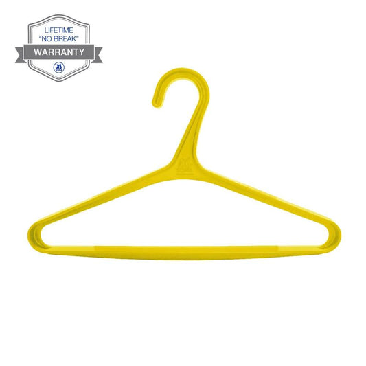 XS Scuba Wetsuit Hanger in yellow with sturdy one-piece and tough X-beam design for extra support.