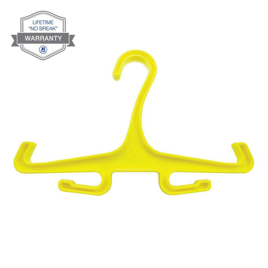 XS Scuba Basic BC Hanger Yellow with sturdy X-beam design for holding BC and regulator.