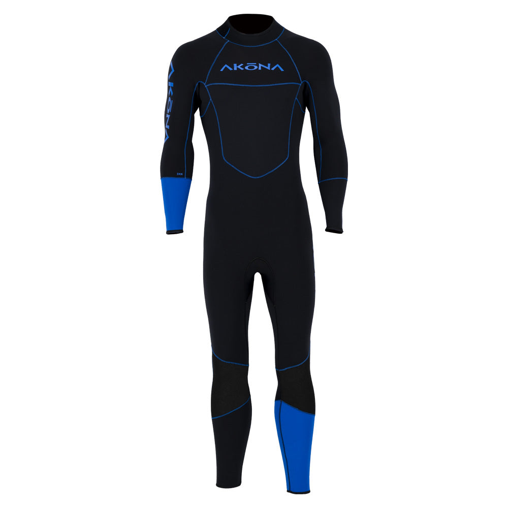 Akona Men's Classic Line 3mm Back Zip Full Suit - Blue