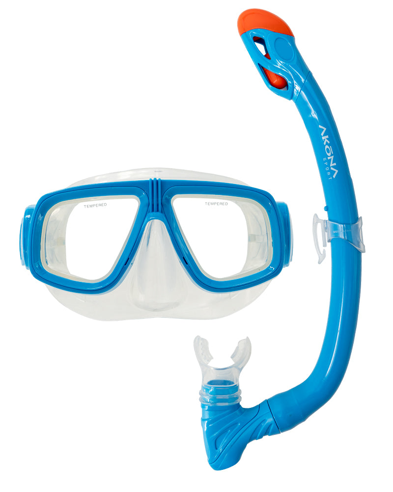 Akona Junior Mask & Snorkel Set - Neon Blue