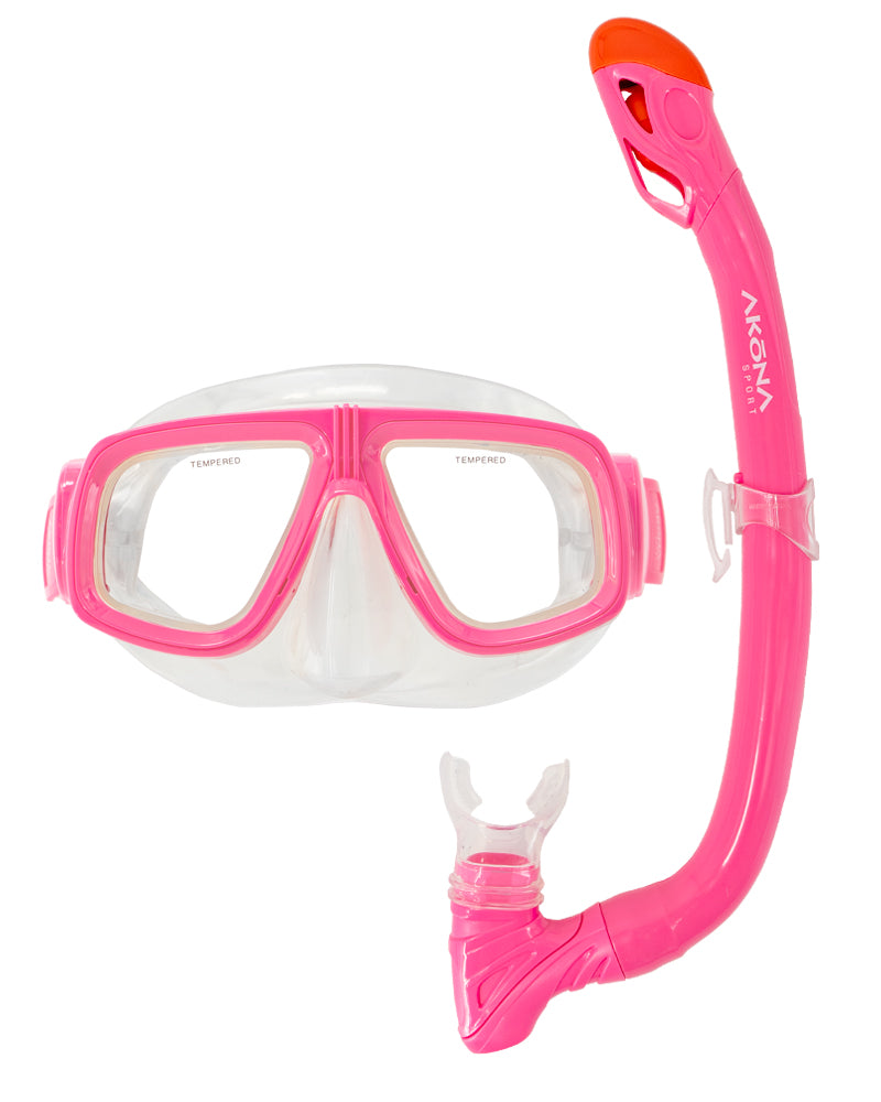 Akona Junior Mask & Snorkel Set - Neon Pink