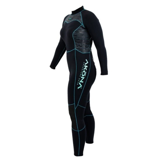 Akona Women's Classic Line 5mm Back Zip Full Suit - Tiffany