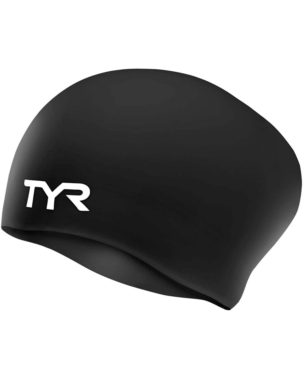 TYR ADULT LONG HAIR SILICONE WRINKLE-FREE SWIM CAP BlackTYR ADULT LONG HAIR SILICONE WRINKLE-FREE SWIM CAP Black