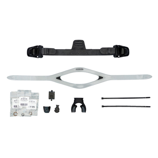 Atomic Aquatics Save-a-Dive Kit with straps, o-rings, mouthpiece, snorkel clip, and zip ties in clear case