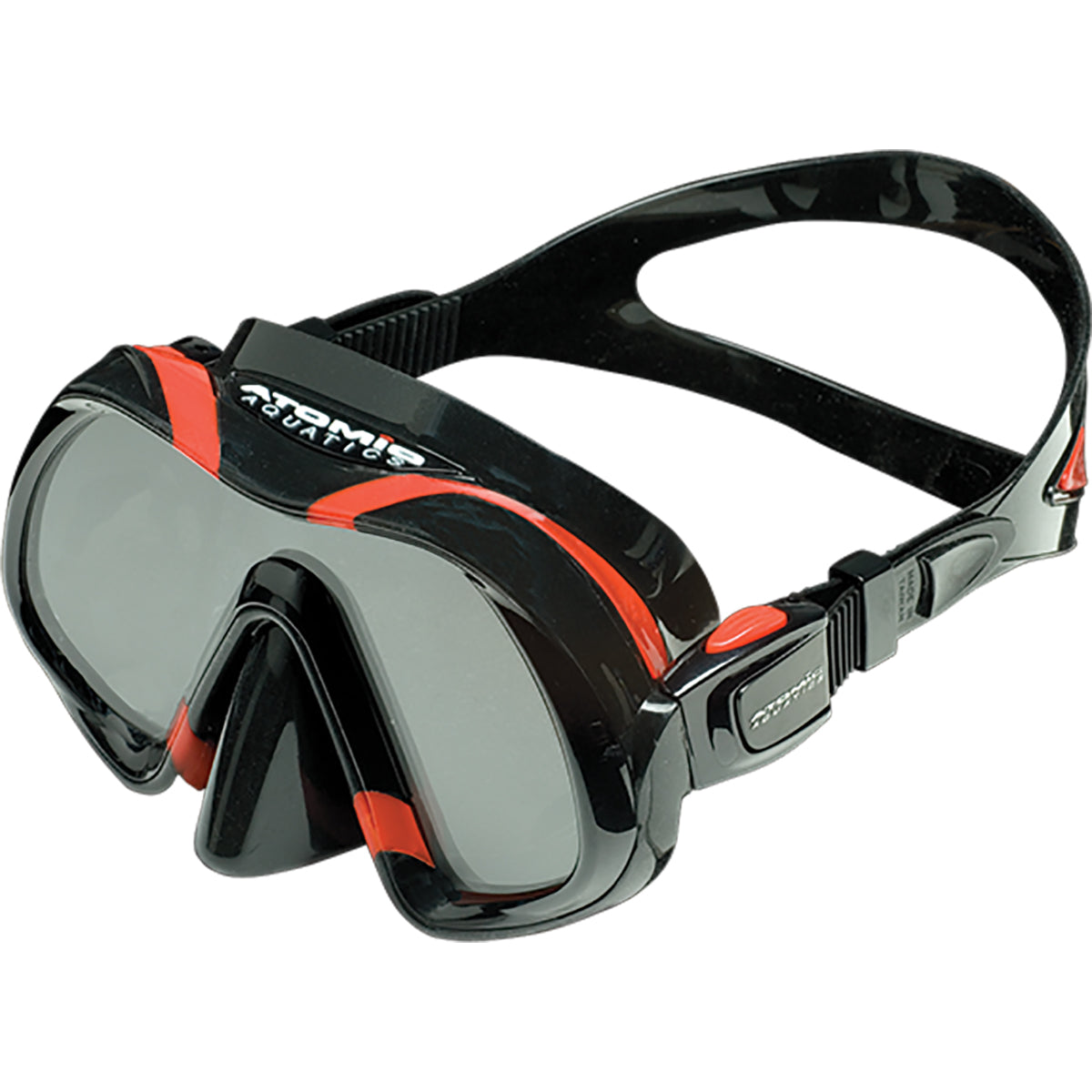 Atomic Aquatics Venom mask with UltraClear Schott Superwhite glass lenses and dual-colored silicone skirt