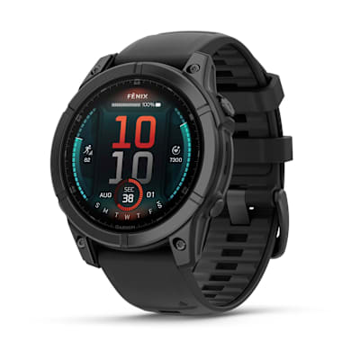 fēnix® E – 47 mm, AMOLED — Slate Gray Steel with Black Silicone Band