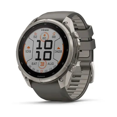 fēnix® 9 Pro – Solar, 51 mm — Titanium with Pebble Gray/Silver Gray Silicone Band