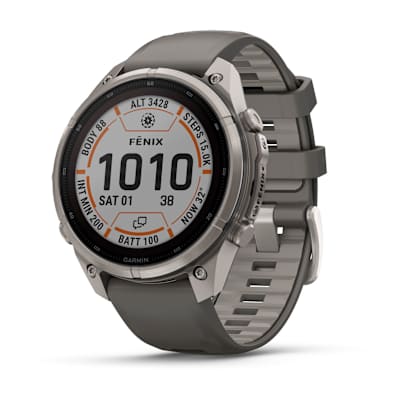 fēnix® 9 Pro – inReach® – Solar, 47 mm — Titanium with Pebble Gray/Silver Gray Silicone Band