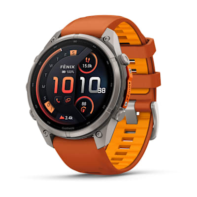 fēnix® 9 Pro – inReach® – 47 mm — Titanium with Autumn Orange/Spark Orange Silicone Band