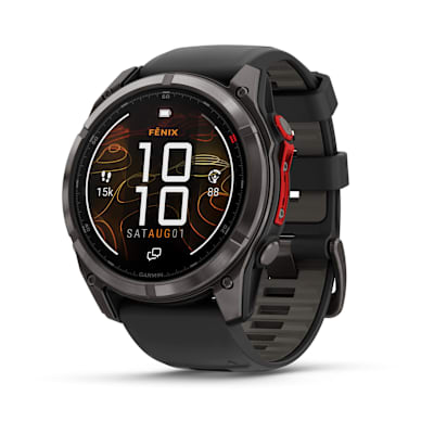 fēnix® 8 Pro – 51 mm, MicroLED — Sapphire, Carbon Gray DLC Titanium with Black/Pebble Gray Silicone Band