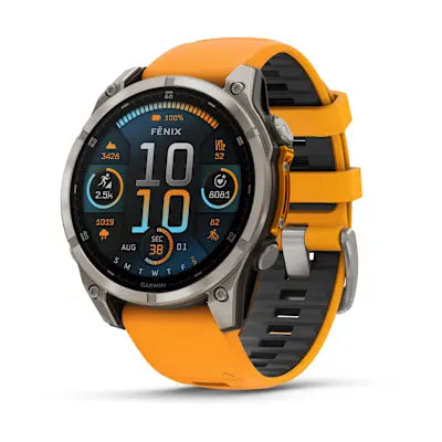 fēnix® 8 – 47 mm, AMOLED — Sapphire, Titanium with Spark Orange/Graphite Silicone Band