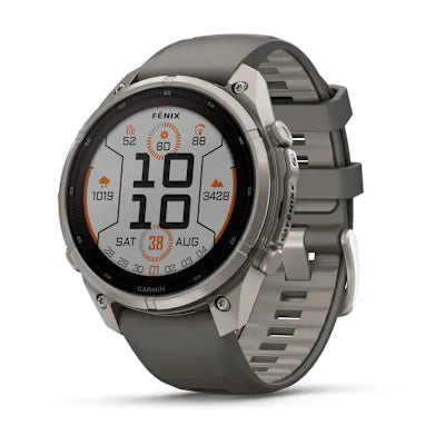 fēnix® 9 Pro – Solar, 47 mm — Titanium with Pebble Gray/Silver Gray Silicone Band