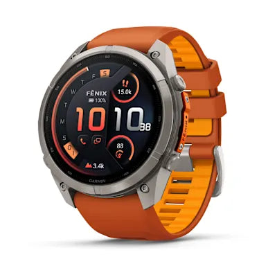 fēnix® 9 Pro – inReach® – 51 mm — Titanium with Autumn Orange/Spark Orange Silicone Band