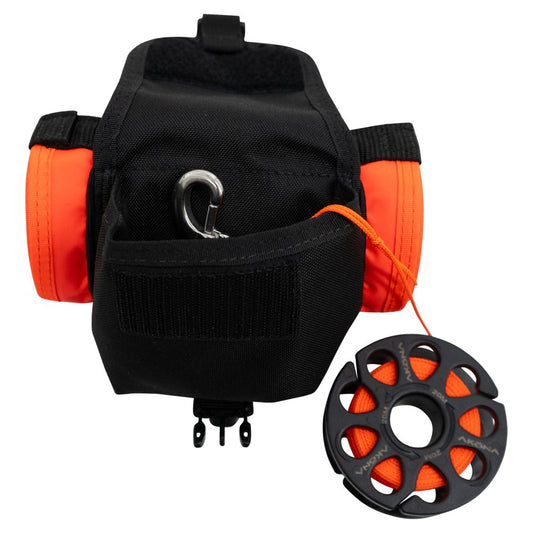 Akona SMB/Spool Combo with durable Hi-Viz orange line and line-lock chips.