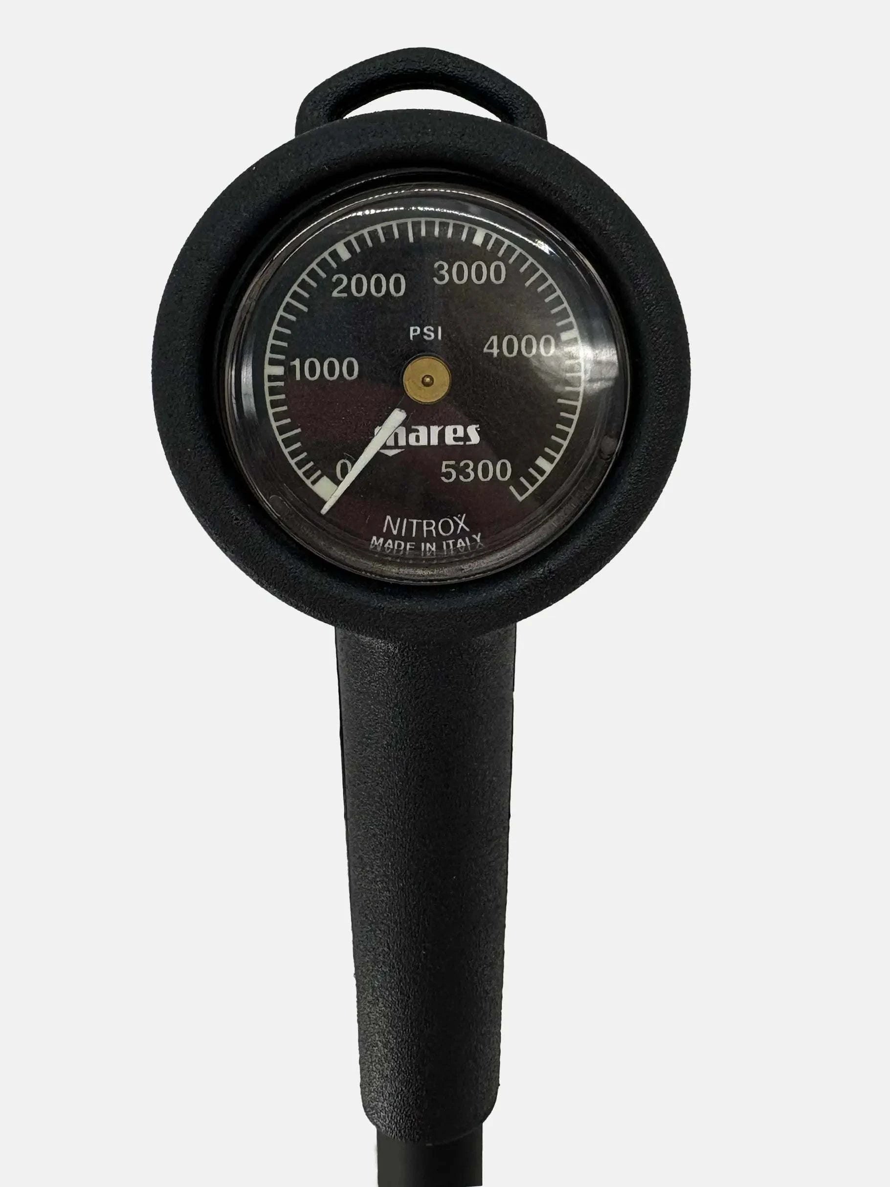Mares Instrument Mission 1 Console professional diving pressure gauge with black casing and clear dial reading PSI up to 5300