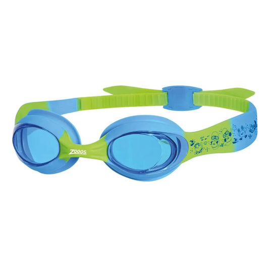 Zoggs LITTLE TWIST SWIM GOGGLE for kids, blue and green design, UV protection, anti-fog lenses, adjustable silicone straps.