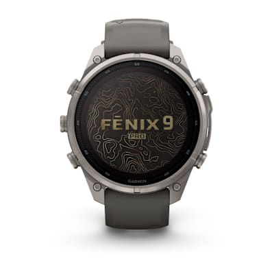 fēnix® 9 Pro – inReach® – Solar, 47 mm — Titanium with Pebble Gray/Silver Gray Silicone Band alternate view