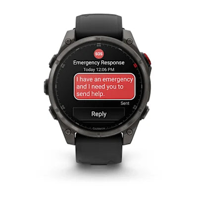 fēnix® 8 Pro – 47 mm, AMOLED — Sapphire, Carbon Gray DLC Titanium with Black/Pebble Gray Silicone Band alternate view