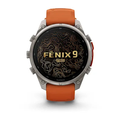 fēnix® 9 Pro – inReach® – 47 mm — Titanium with Autumn Orange/Spark Orange Silicone Band alternate view