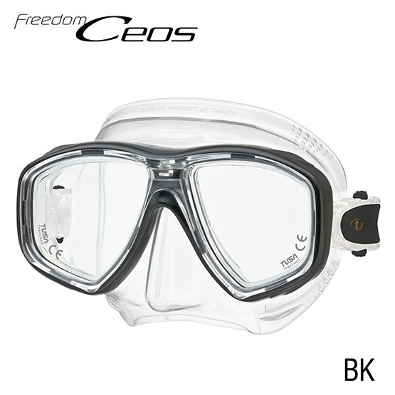 Tusa M-212 Freedom Ceos Mask clear silicone two-window low-profile diving mask with Freedom Technology and 3D strap