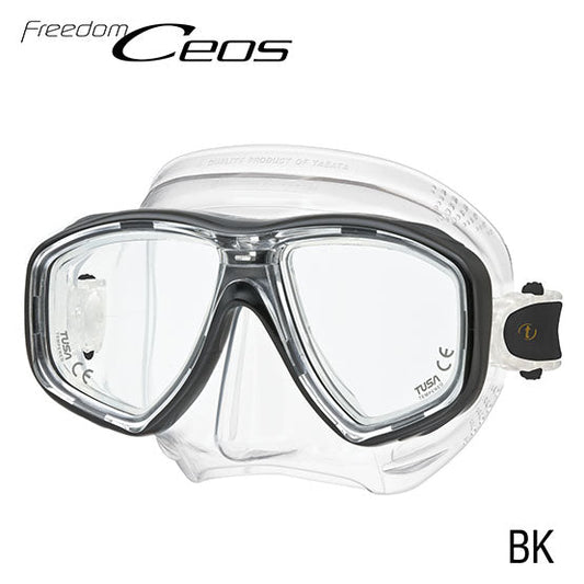 Tusa M-212 Freedom Ceos Mask clear silicone two-window low-profile diving mask with Freedom Technology and 3D strap