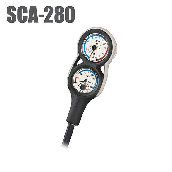 Tusa SCA-280 2 gauge analog console with pressure and depth gauges in black
