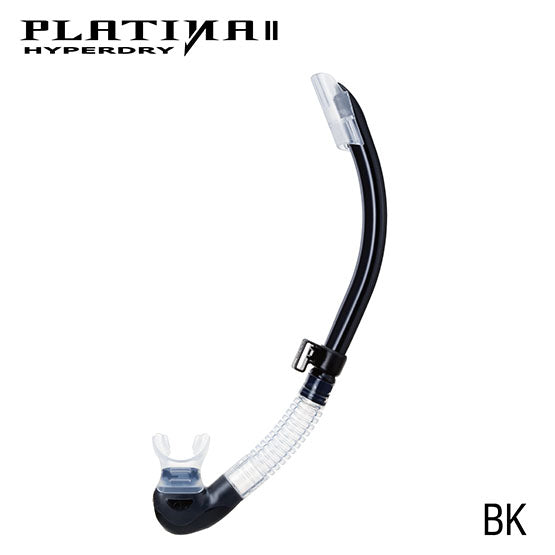 Tusa SP-170 Platina II Hyperdry snorkel with clear silicone and patented Hyperdry System features