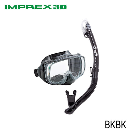 Tusa Sport UC-3325P Imprex 3D Dry adult snorkel mask with pure silicone skirt and Hyperdry technology