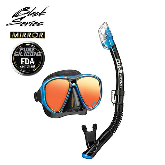 Tusa Powerview UC2425MQB dry combo with mirror lens snorkel and silicone mask