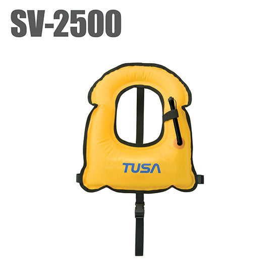 Tusa SV-2500 yellow youth snorkeling vest with buoyancy and quick-release buckles