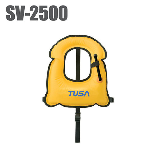 Tusa SV-2500 yellow youth snorkeling vest with buoyancy and quick-release buckles